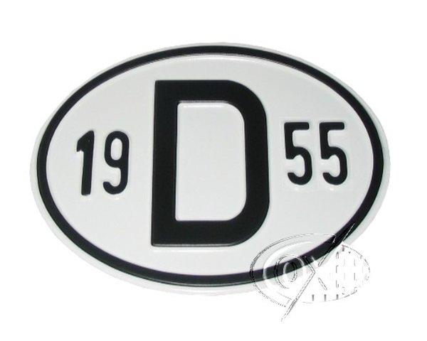 D-Schild aus Aluminium, mit Jahreszahl  1955