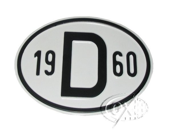 D-Schild aus Aluminium, mit Jahreszahl  1960