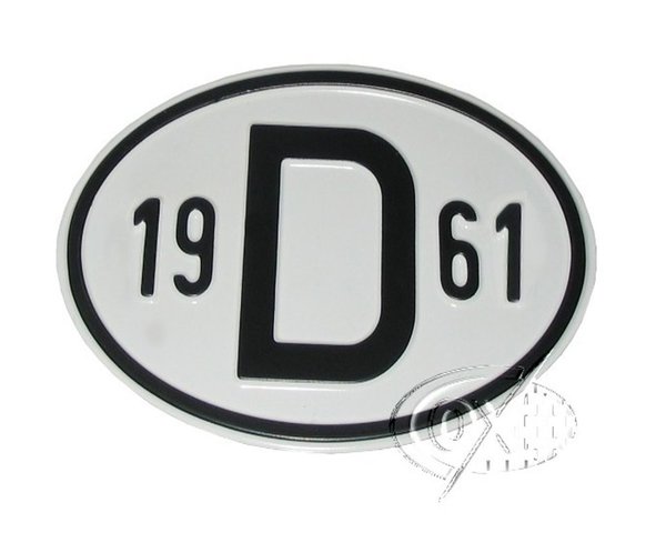 D-Schild aus Aluminium, mit Jahreszahl  1961