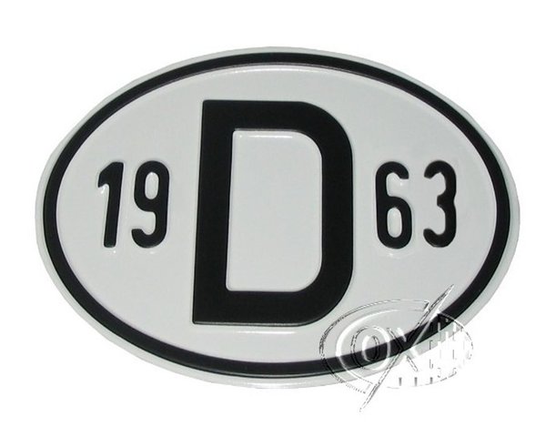 D-Schild aus Aluminium, mit Jahreszahl  1963