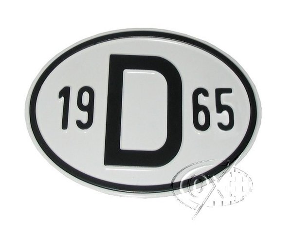 D-Schild aus Aluminium, mit Jahreszahl  1965