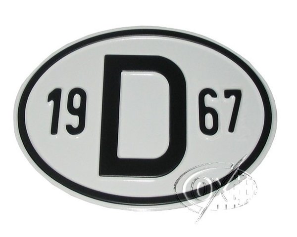 D-Schild aus Aluminium, mit Jahreszahl  1967