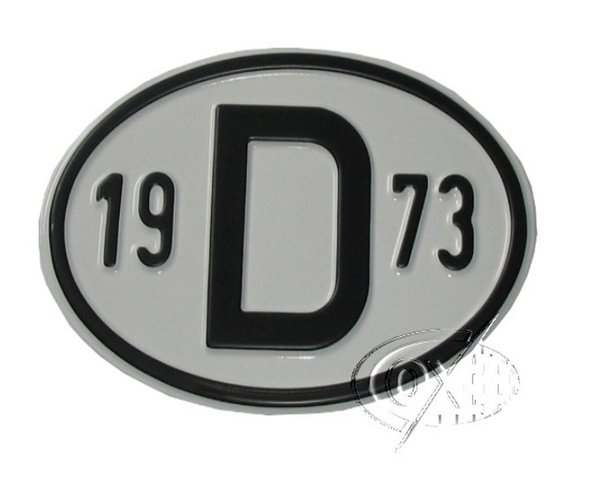 D-Schild aus Aluminium, mit Jahreszahl  1973