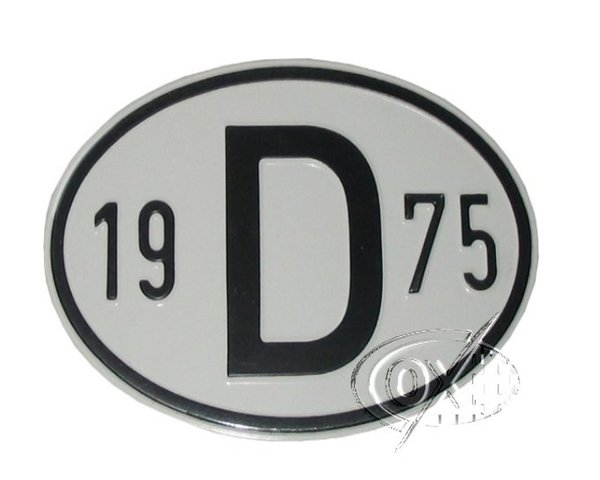 D-Schild aus Aluminium, mit Jahreszahl  1975