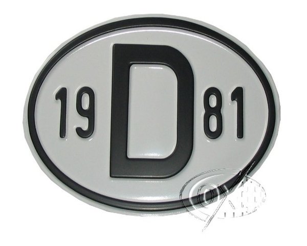 D-Schild aus Aluminium, mit Jahreszahl  1981