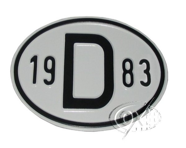 D-Schild aus Aluminium, mit Jahreszahl  1983