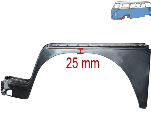 Kniestück komplett, für linke Seite von VW Bus Bauj. 8/63-7/67 = schmale ( ca. 25 mm) Version