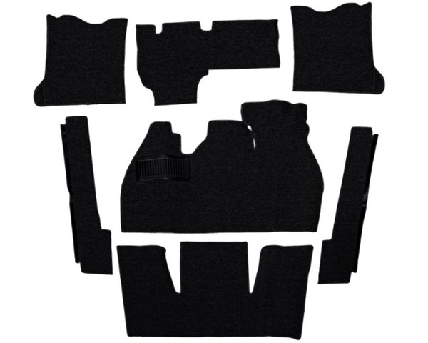 Teppichsatz in schwarz, für 12/13/1500 Käfer Limousine Bauj. 8/68-7/72, 7-teilig - TMI-Produkt