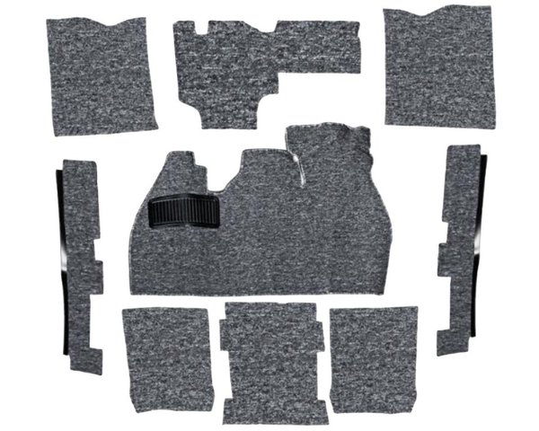 Teppichsatz in grau, für 12/1300 Käfer Limousine Bauj. 8/72 - 86, 9-teilig - TMI-Produkt