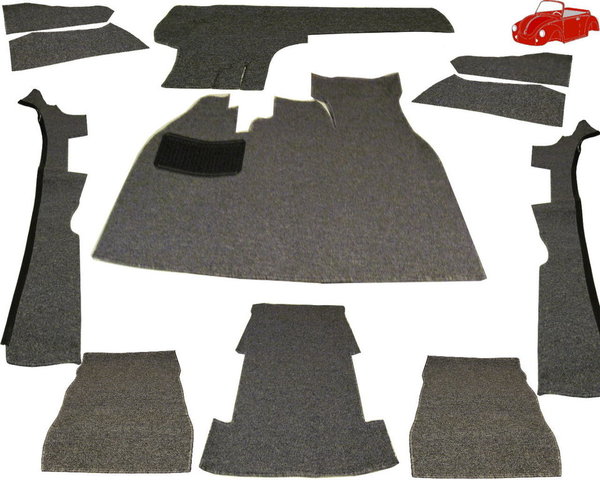 Teppichsatz in grau, für 1303 Käfer Cabrio Bauj. 8/72 - 7/79, 11-teilig - TMI-Produkt