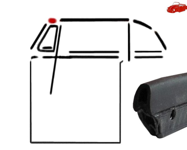 Dichtung 124 mm, zw.  Verdeck+Frontscheibe, Cabrio 1303 - Dichtung wird am Fensterrahmen angebracht