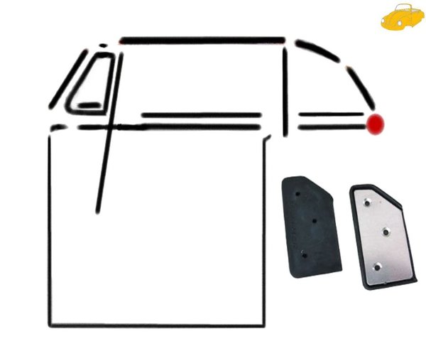 Anschlagpuffer mit Aluplatte, an C-Säule und unter das Cabrioverdeck von Cabrio Bj. 8/64-7/71,rechts