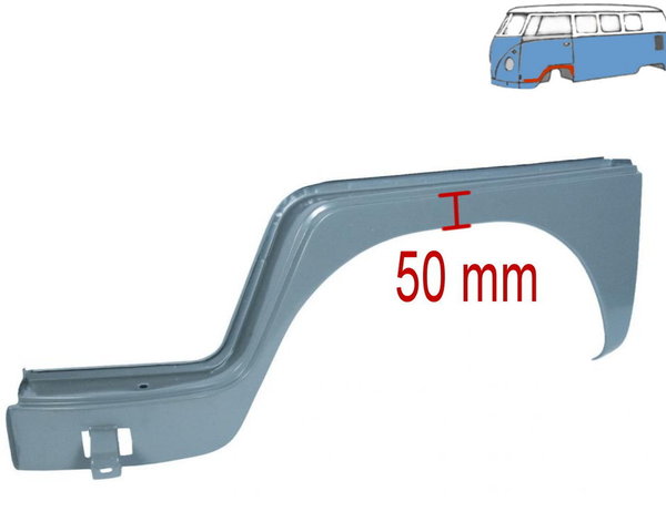Kniestück komplett, für linke Seite von VW Bus bis Bauj. 7/63 = breite ( ca. 50 mm) Version