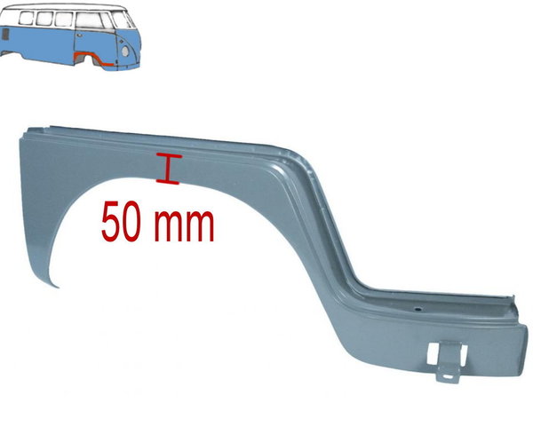 Kniestück komplett, für rechte Seite von VW Bus bis Bauj. 7/63 = breite ( ca. 50 mm) Version